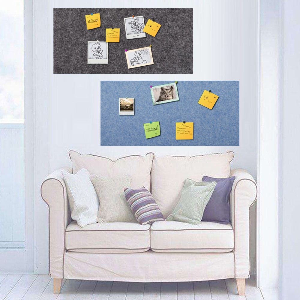 4 stk 30 x 45cm selvklæbende filt væg bulletin memo fotos brev besked display tavle til hjemmekontor indretning mørkegrå + blå