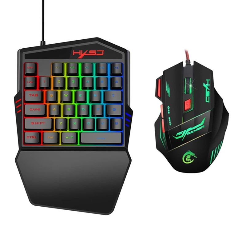 USB Wired One Handed Mini Gaming Keyboard Backlight Mice Optical Keyboard Mouse Set Game Controller For PC PS4 Xbox Gamer