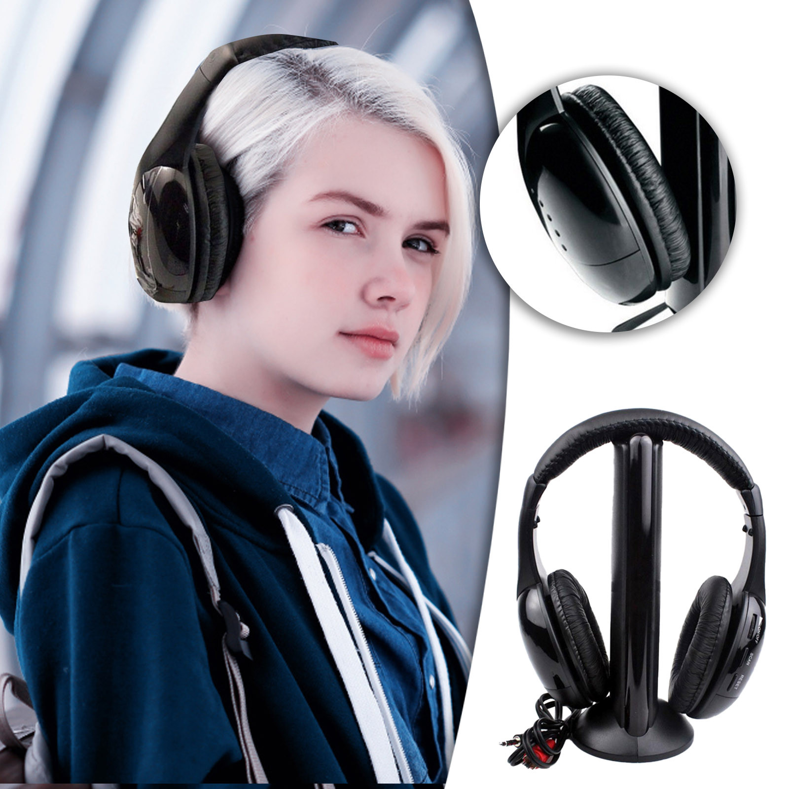 Wireless Tv Headphones For Tv Watching With Transmitter Over-Ear Cordless Headset With 3.5mm Jack For Tv Watching: Default Title