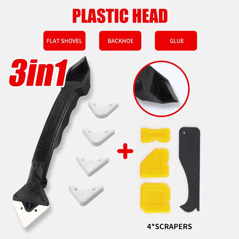 3 in 1 silicone sealant removal tool kit combination scraper caulking mold smooth finishing scraper grouting removal useles: Green  