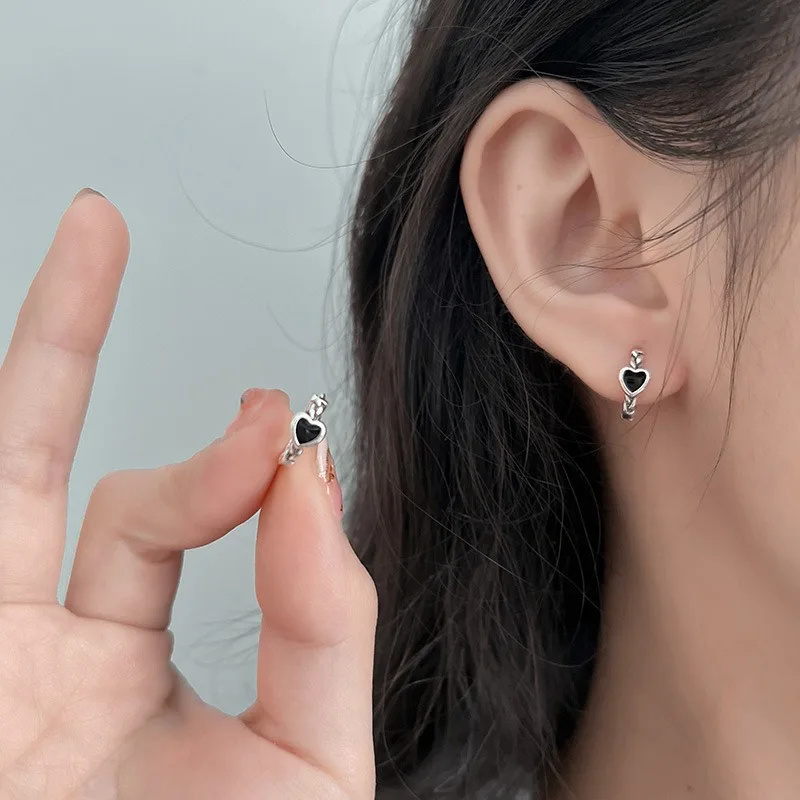 Brincos de argola para mulheres, prata esterlina 925, simples embutidos, acessórios para jóias do casamento, temperamento