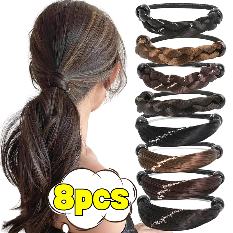 Rubber Band Made of Hair Rope Simulation Wig Head Rope Wig Hair Ring Straight HairTie Ponytail Elastic Hair Accessories