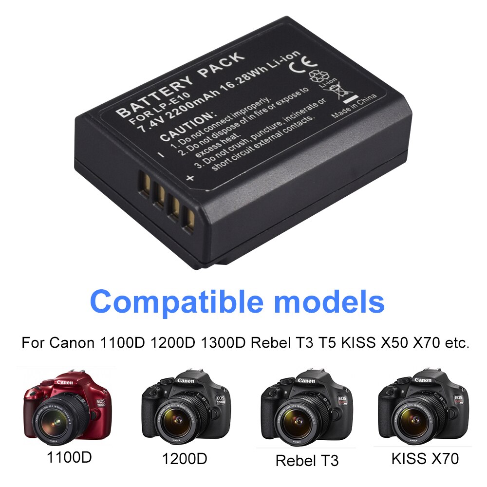 Lp -e10 lp e10 lpe 10 kamera batterier+lcd usb dobbelt oplader til canon eos 1100d 1200d 4000d kiss  x50 x70 rebel  t3 t5 t6 lp-e10