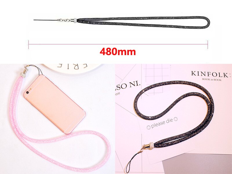 Long Rhinestone fishing net lanyard flash drill mobile phone hanging neck rope crystal diamond fishing net lanyard hanging