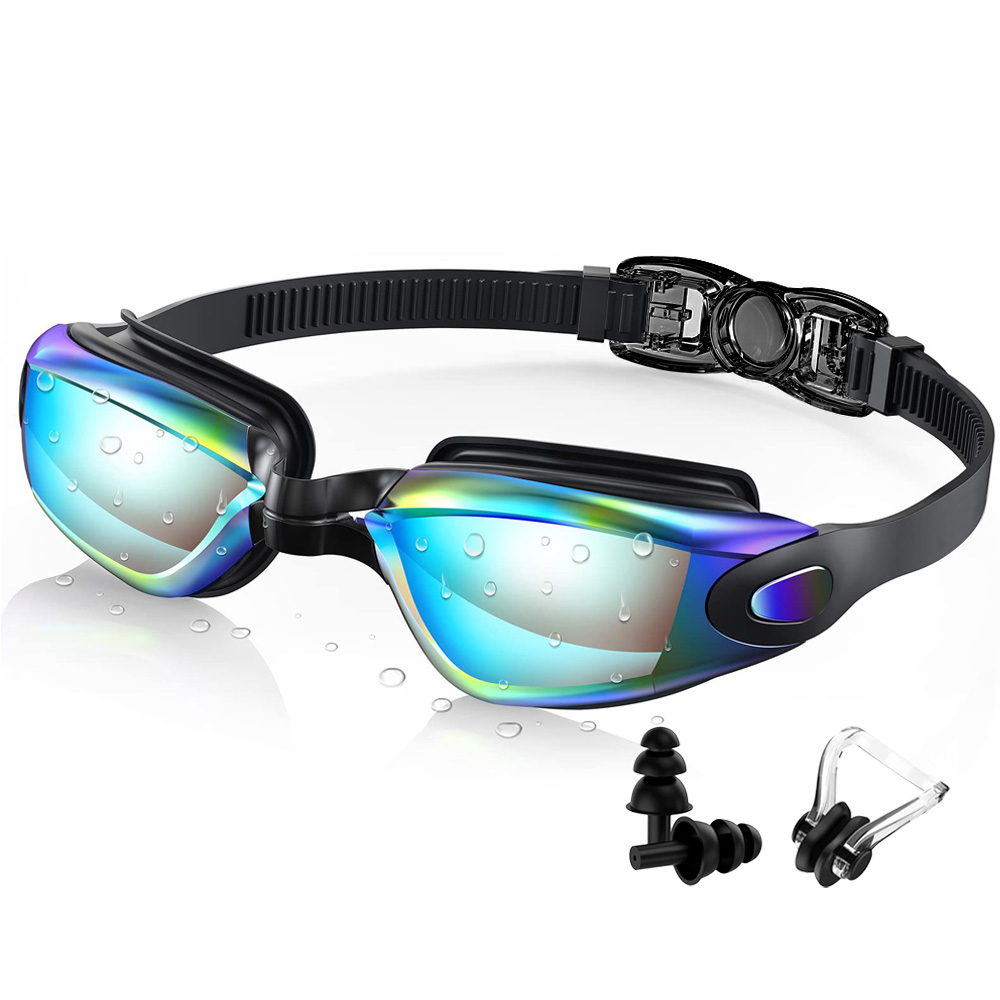 Schwimmbrille, professionelle wasserdichte Schwimmbrille, Antibeschlag, 100 % UV-Schutz, kein Auslaufen, für Erwachsene, Männer, Frauen, Jugendliche: Weiß
