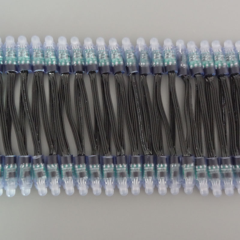 All BLACK wire(20AWG) addressable DC5V 12mm through hole WS2811 led smart pixel node,IP68 rated;50pcs per strand