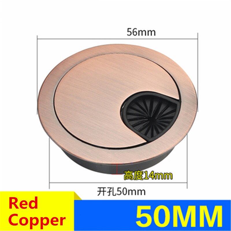 Wonzeal Zinc Alloy Round Table Wire Hole Covers Outlet Port Computer PC Desk Cable Grommet Line Holder 50mm/53mm/60mm/80mm: Red Copper 50mm
