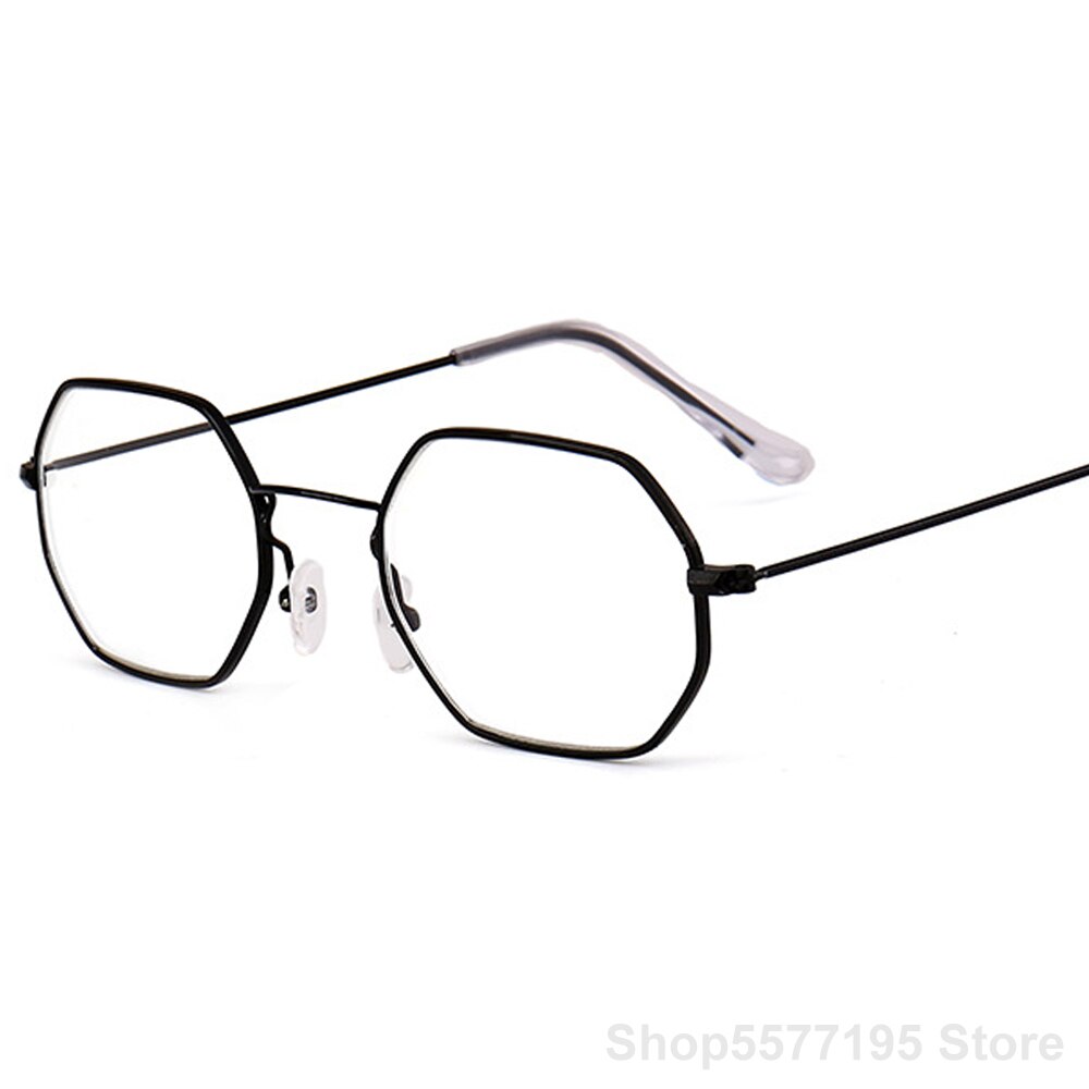 Gafas con montura dorada de aleación hexagonal para hombre y mujer, lentes ópticas Retro clásicas, transparentes, pequeñas