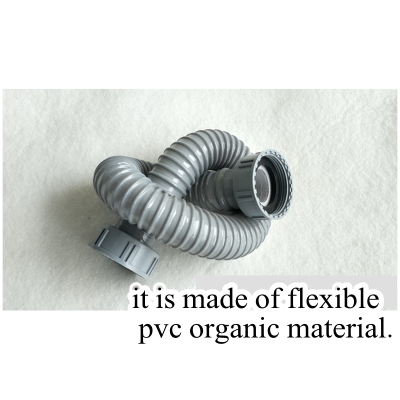 Kitchen Sink PVC Drain Water Pipe Bathroom Basin Downcomer Sewage Processor Double Joint Connection Pipe Drain Fittings 45/60cm