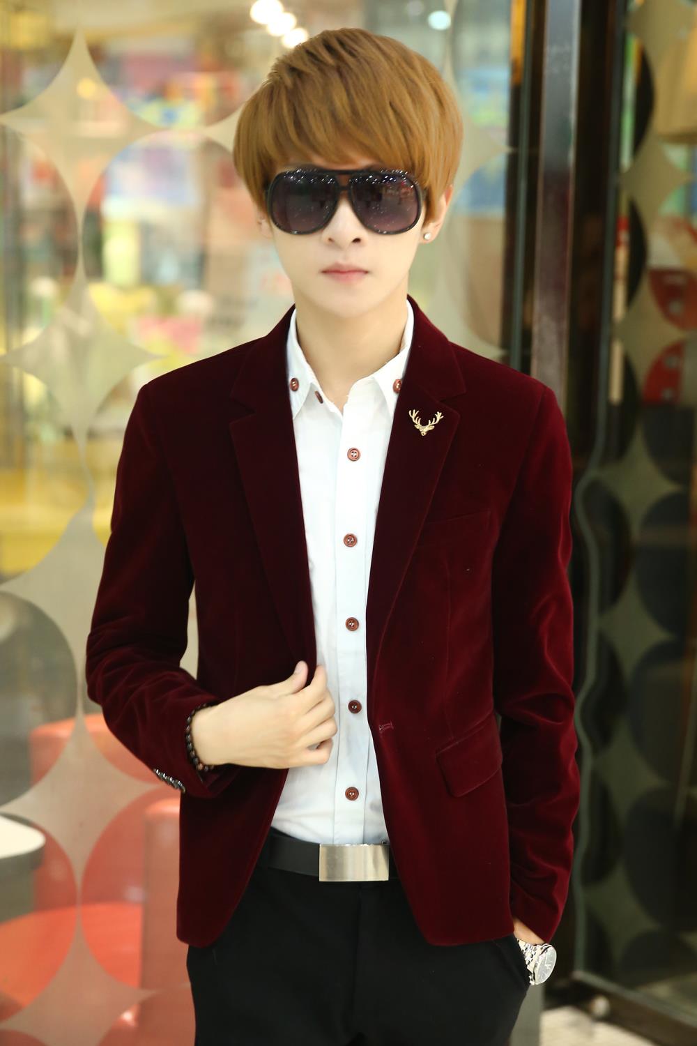 Mens brand blazer jacket Male clothing factory blazer masculino red velvet