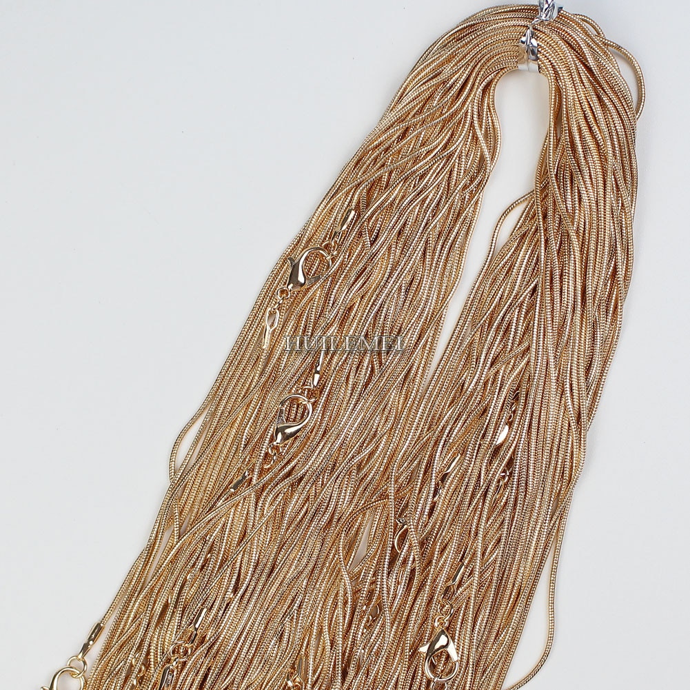 10 unids/lote KC oro Color 1,2mm cadena víbora Collar para mujeres 16 "18" 20 "24" joyería collar cadenas