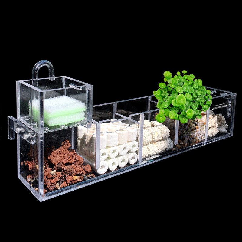 3 in 1 Acrylic Aquarium Filter Box External Hanging Fish Tank Filter Box Water Purifier Increase Oxygen Water Filter