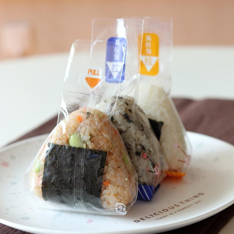 Japanese triangle rice ball packaging bag 100 food anti-fog, send stickers can be microwaved sushi