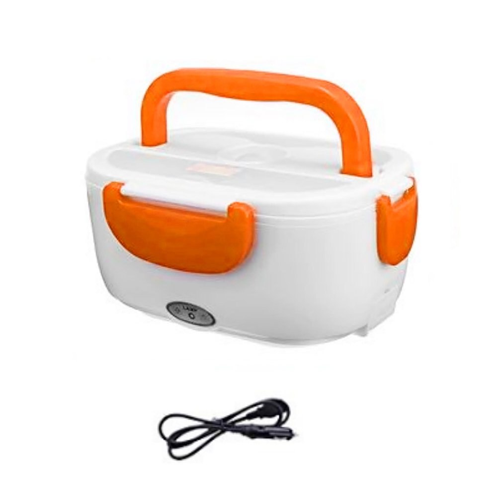 Mini elbil värmeisolering termo matlåda laddning riskokare multifunktionell plugg plastlåda tätning bestick: Orange