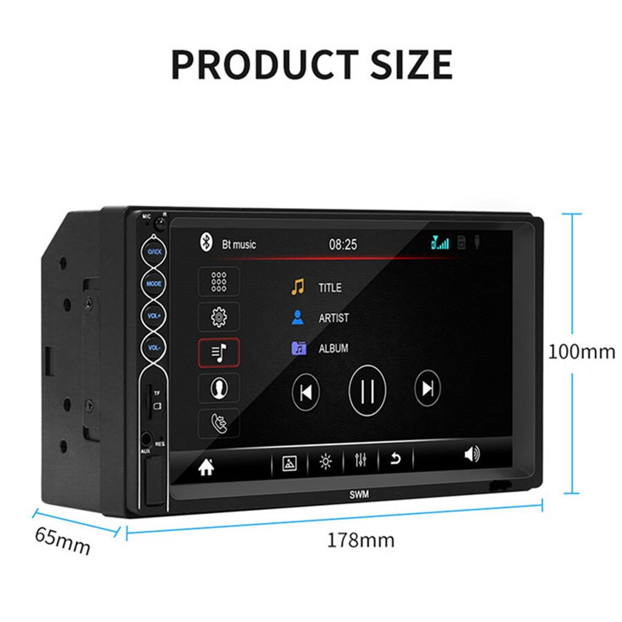 7 "  hd 2 din bil  mp5 multimediaspelare pekskärm auto stereo bluetooth usb tf fm-spelare stöd för apple xr sammankoppling