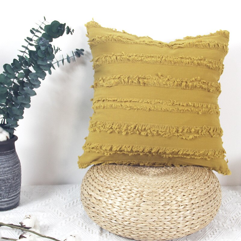 Katoen Linnen Kussensloop Kwastje Jacquard Fijne Steek Perfecte Afwerking Woonkamer Sofa Auto Decoratieve Thuis Kussens
