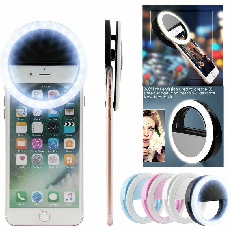 3 Modes Led Selfie Ring Licht Mobiele Telefoon Clip Lens Lamp Verlichting Make-Up Verlichting Voor Telefoons Camera Clip-op Night Lights