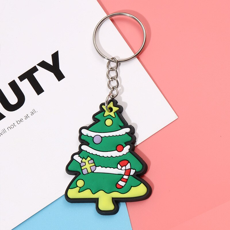 Kerstversiering Pvc Zacht Rubber Herten Oude Man Sleutelhanger Kerstboom Kleine Hanger Kerst Slee Leuke Charm
