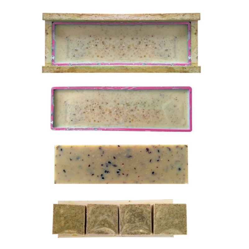 3 stk rektangel sæbeform sæt diy toast skimmel silikone lyserød kasse + trækasse bageværktøj  (1.2kg sæbe volumen)