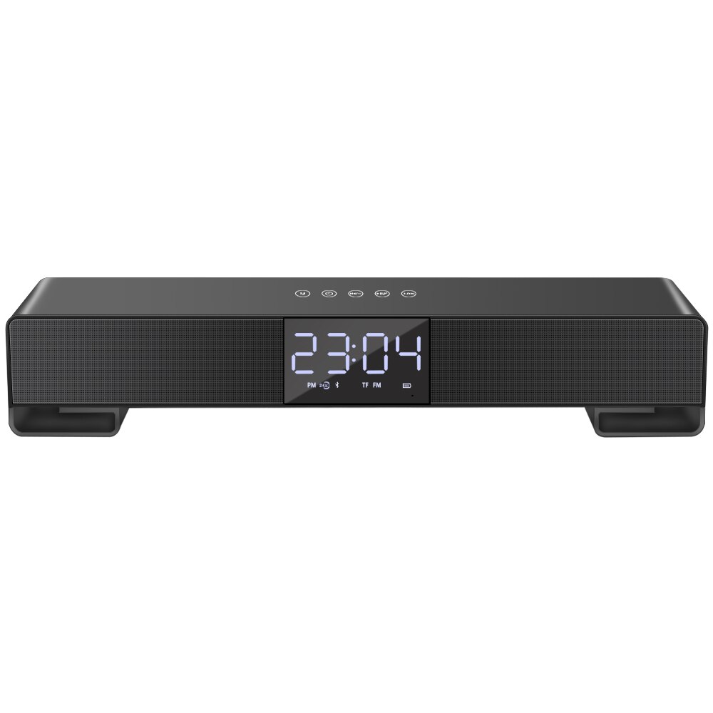 TOPROAD Touch Wireless Soundbar Dual Bass Stereo Bluetooth Speaker Support LCD Display Clock Handfree Radio Boombox for PC Phone: black with retailbox