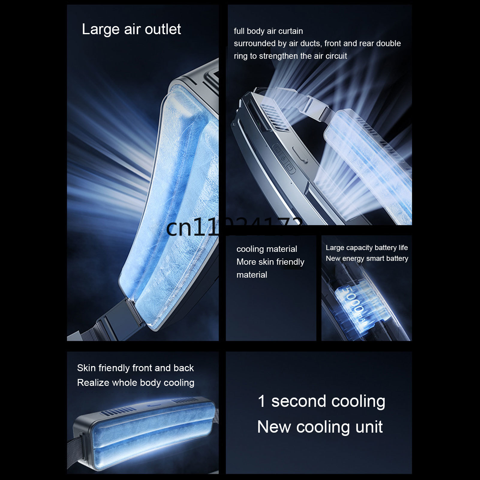 Resefläkt bärbar midjefläkt multifunktionell 3 hastigheter justerbar iskompress effektiv vidvinkelbältesfläkt för utomhussporter