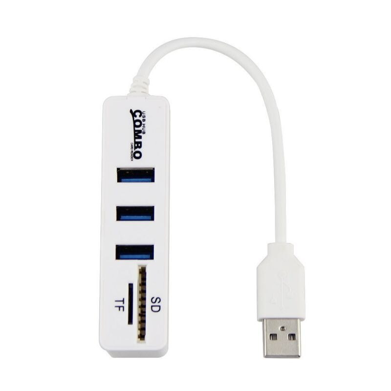Usb hub 2.0 multi usb 2.0 hub usb splitter høj hastighed 3 /6 porte 2.0 hab tf sd kortlæser alt i en til pc computer tilbehør: 3 usb hvid