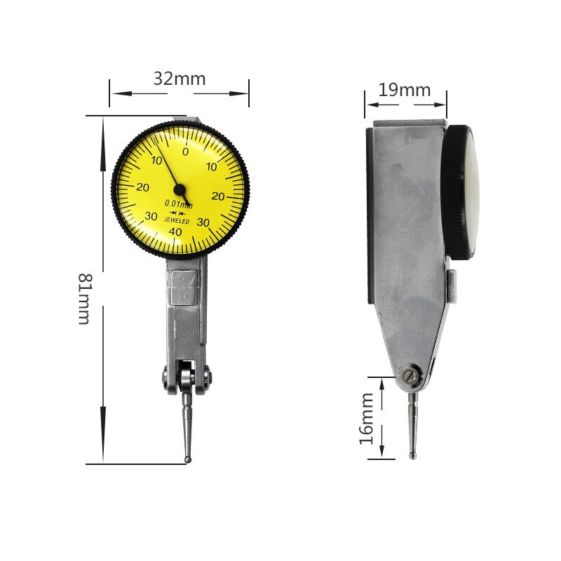 0-0.8mm Mini Universal Flexible Dial Test Indicator 0.01mm Dial Indicator Dial Gauge Indicator Gauge Stand Indicator Tool