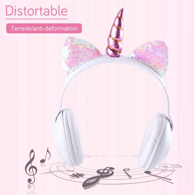 Cute Cat Ear Headphone Unicorns 3.5MM Wired Kids Headphones Earphone Gaming Headset For Mobile Phone/computer Universal