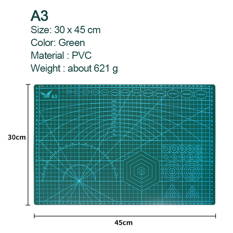 A3 A4 A5 PVC Cutting Mat Workbench Cut Pad Patchwork Tool Double Sided Cutting Plate DIY Knife Engraving Leather Cutting Board: A3