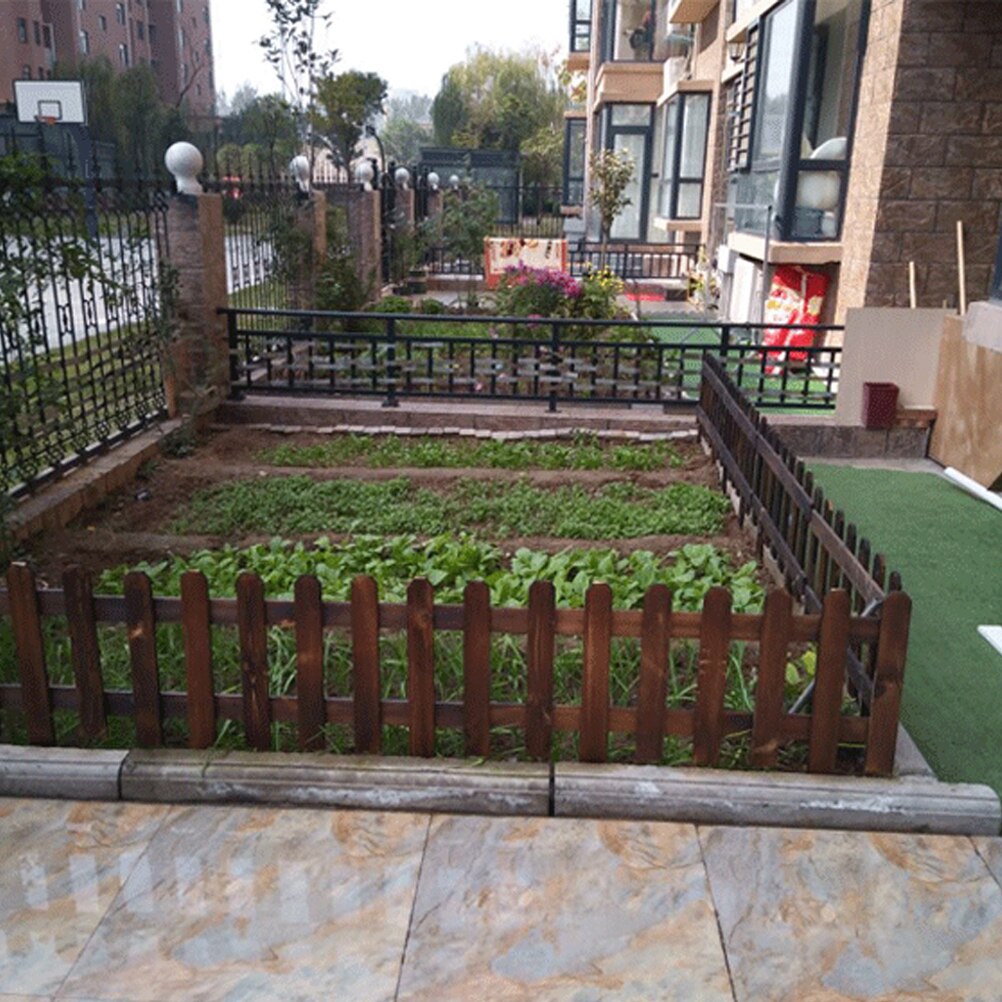 1pcs 50x30x2cm Fence Solid Wood DIY Smooth Landscape Fencing Guardrail for Courtyard Backyard Lawn Garden Brown A50