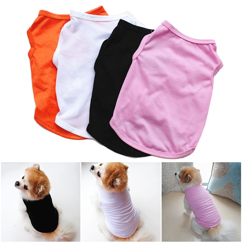 Zomer Huisdier Puppy Kleding Kleine Hond Vest Casual Pure Kleur T-shirt voor Katten Zachte Polyester Kleding Zwart Wit roze Oranje