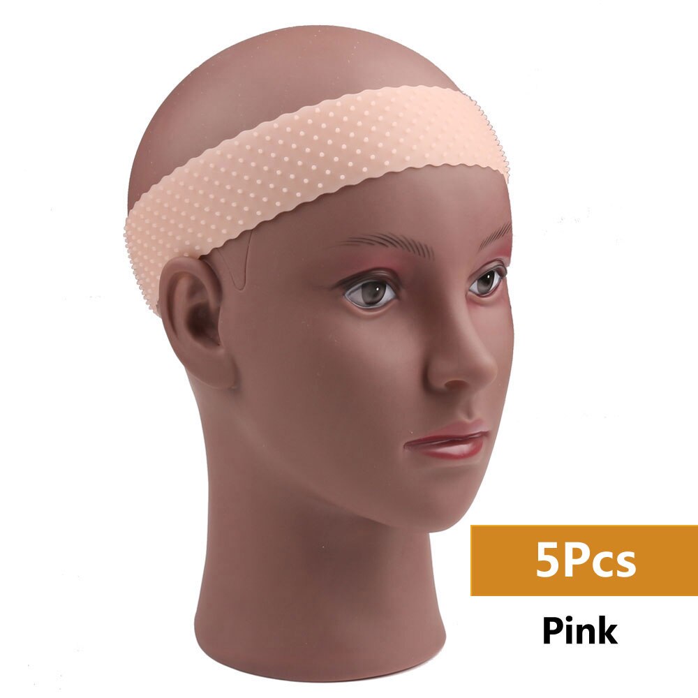 Transparent Silikon Stirnband Non Slip Elastische Weiche Perücke Grip Band Einstellbar Frauen Haar Band für Fix Perücken Silikon Band: 5pc Pink