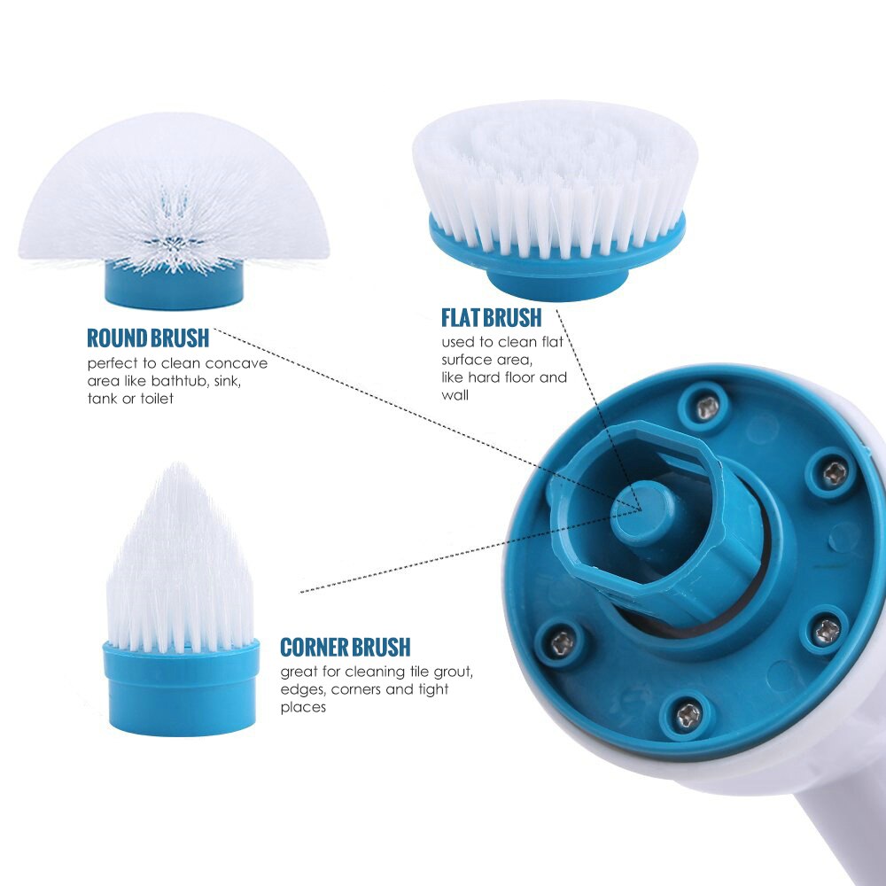 Electric Spin Scrubber Cordless Rechargeable Bathroom Scrubber Cleaning Brush with Extension Handle Adaptive Brush Tub