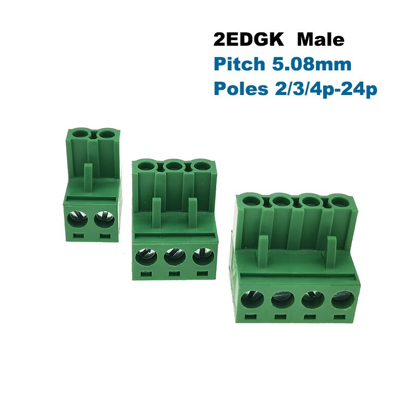 5Pcs Pitch 5.08mm Plug-in PCB Screw Terminal Block Connector 2EDGK/KA Male 2/3/4/5/6/7/8/9/10P Morsettiera Pluggable Bornier: 2EDGK (5Pcs) / 8P