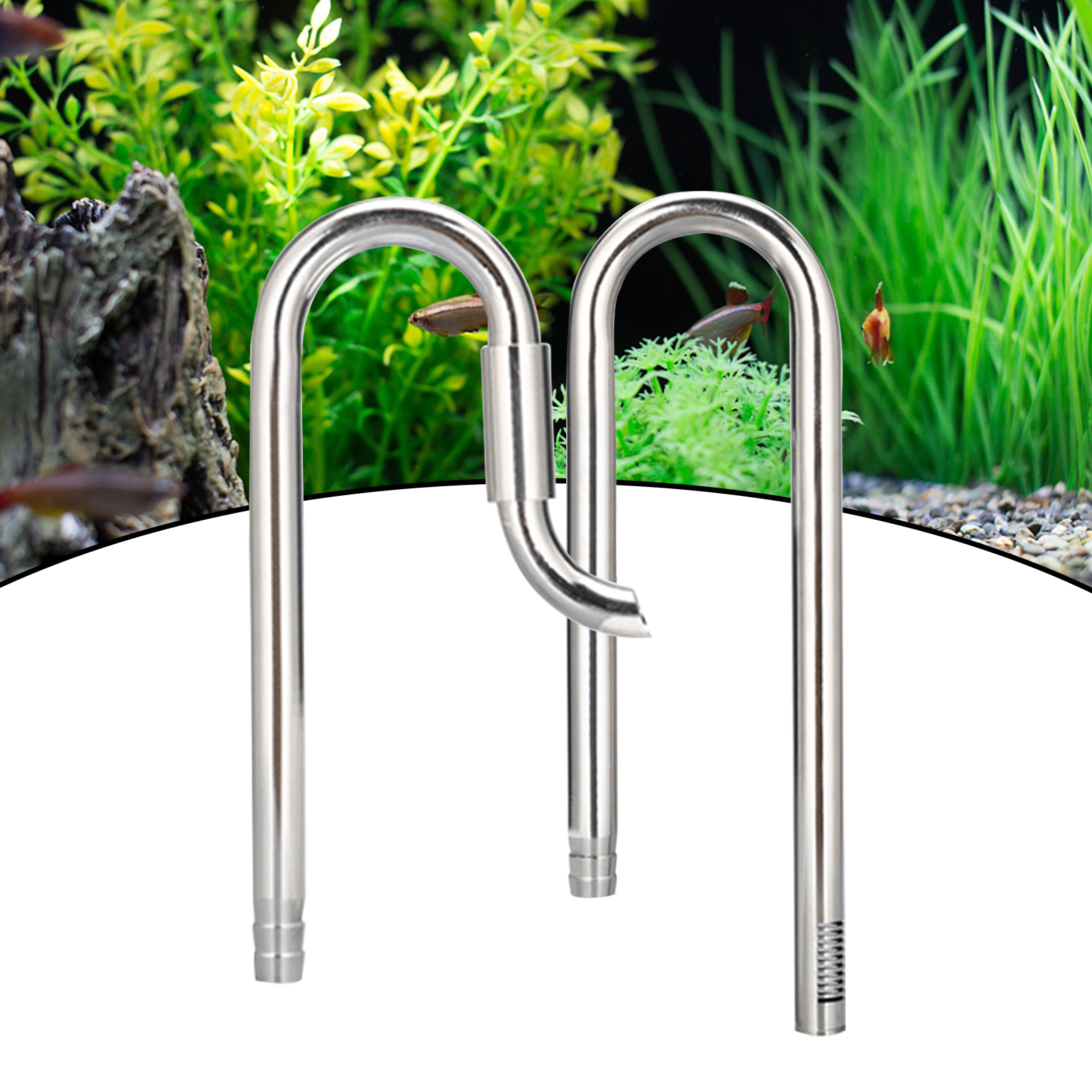 2pcs Waterflow Adjustable Cleaning Tool Home Inflow Outflow Aquatic Lily Pipe Set Rustproof Stainless Steel Smooth