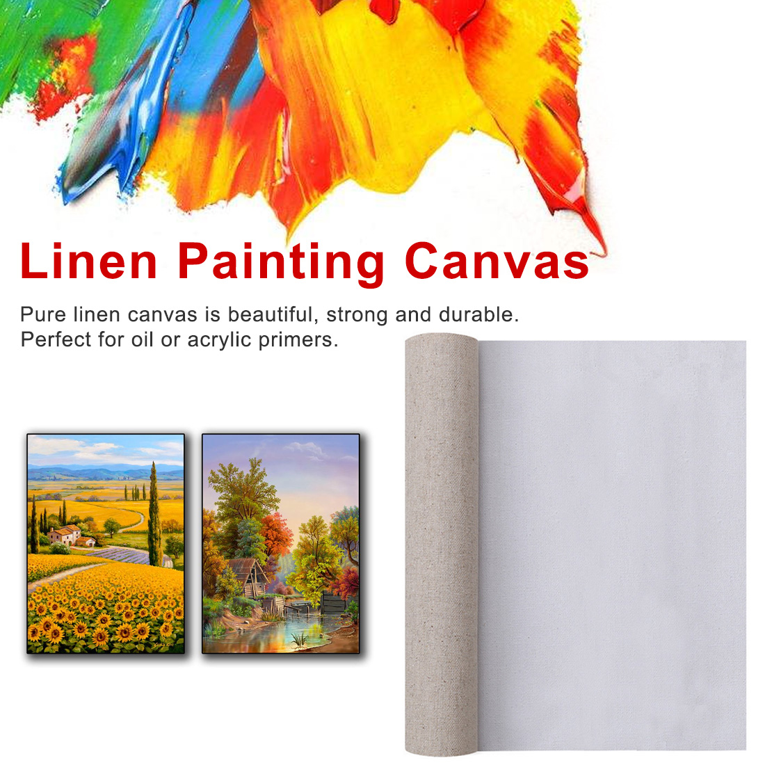 5 m linnen mix primer blanco canvas laag olieverfschilderij canvas acryl schilderij één rol, 28/48 cm breedte 24 (kleur: 28 cm breedte