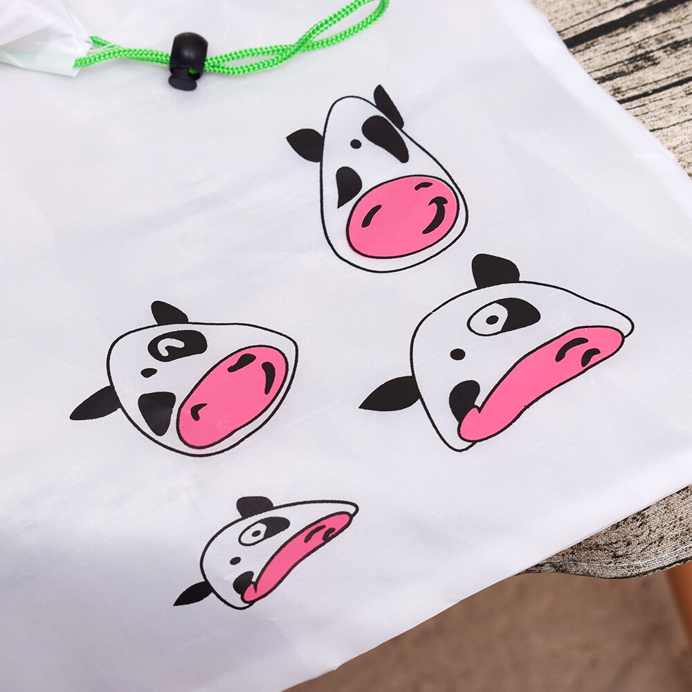 1 Pc Milk Cow Animal Shaped shopping bag Eco-friendly folding reusable Portable Shoulder handle Bag Polyester for Travel Grocery