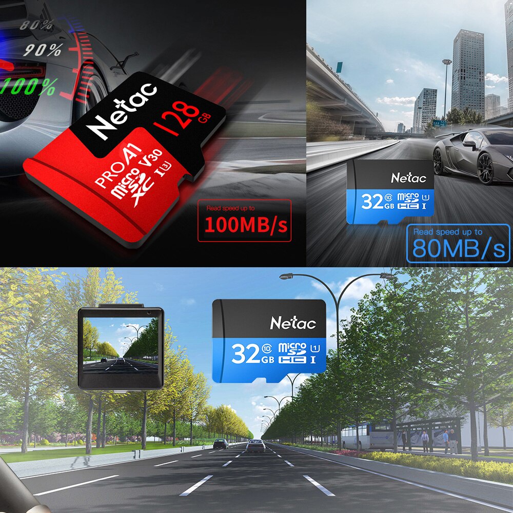 Netac klasse 10 32gb 64gb 256 gb micro sd-kaart 16gb 128gb 32 64 gb tf-kaart gegevensopslag flash-geheugenkaart voor smartphone-telefoon