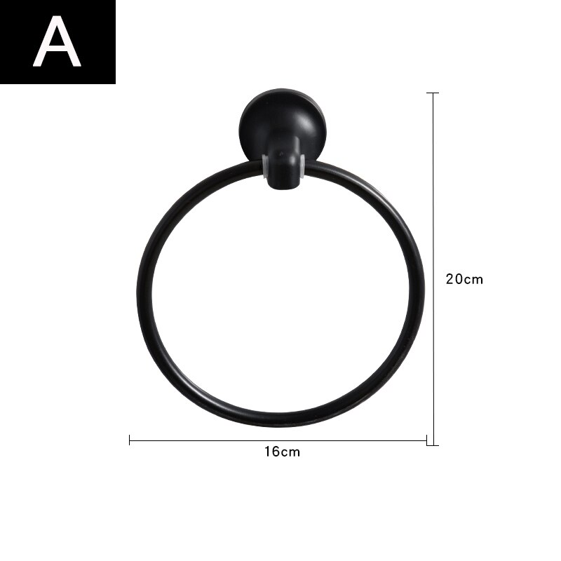 Zwarte Handdoek Ring Badkamer Handdoek Opslag Houder Hanger Handdoeken Rack Badkamer Wall Mount Badkamer Accessoires Haken Voor Thuis: A