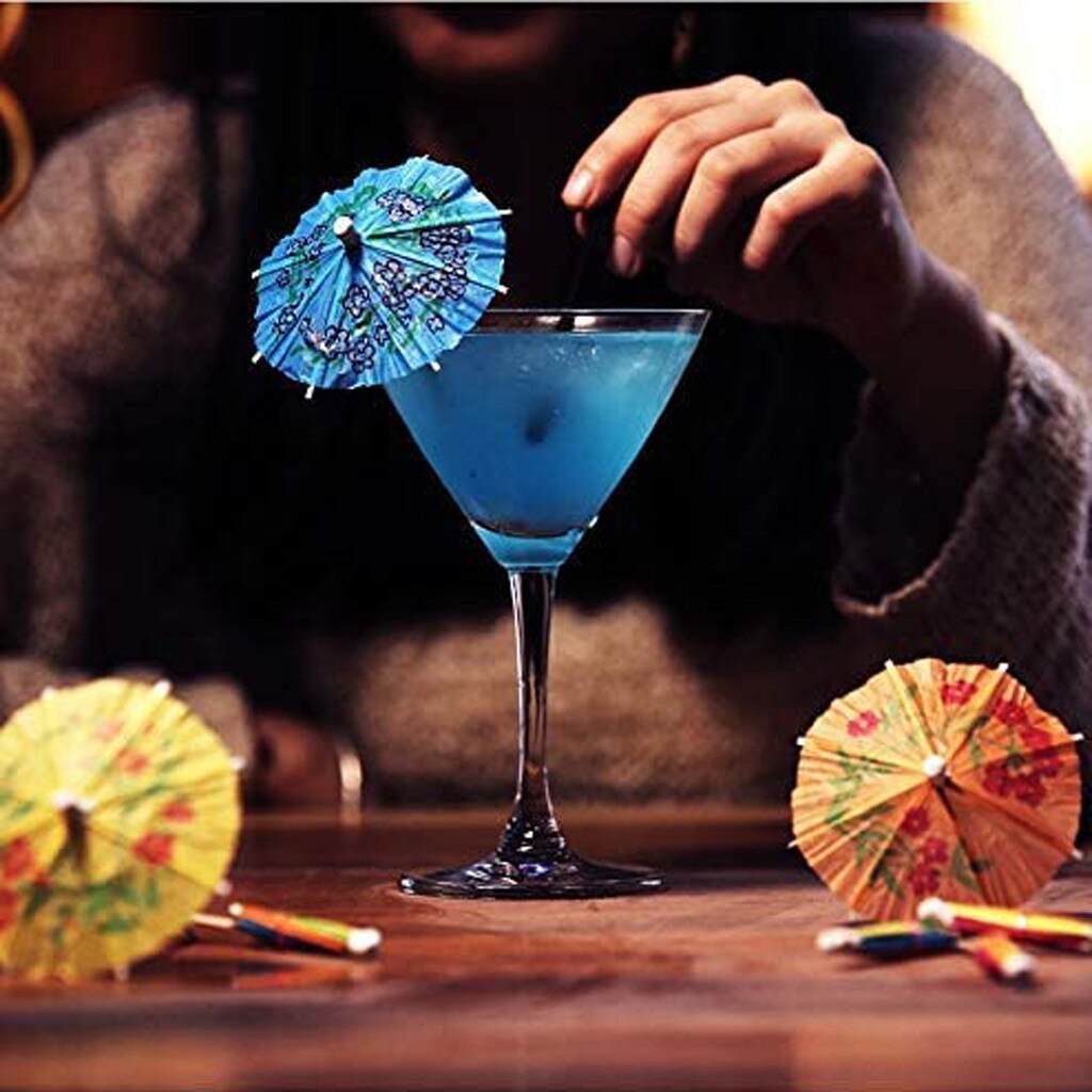 50Pcs Paper Drink Cocktail Parasols Umbrellas Luau Sticks Tropical Hawaiian Party Wedding Paper Umbrella Decoration Bar Decor