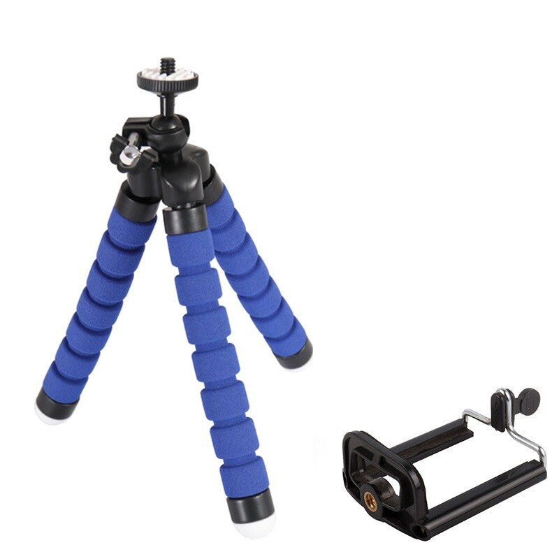 Mini tripé flexível com esponja de polvo para iphone, samsung, xiaomi, huawei, telefone celular, smartphone, tripé para gopro 8, 7, 5: Azul