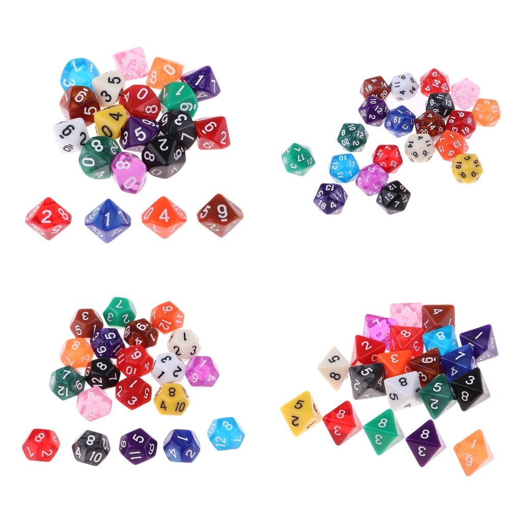 Dés polyédriques colorés pour enfants, ensemble de 20 pièces pour jeu de Table, entraînement aux maths, fête de , 8/10/12/20 côtés