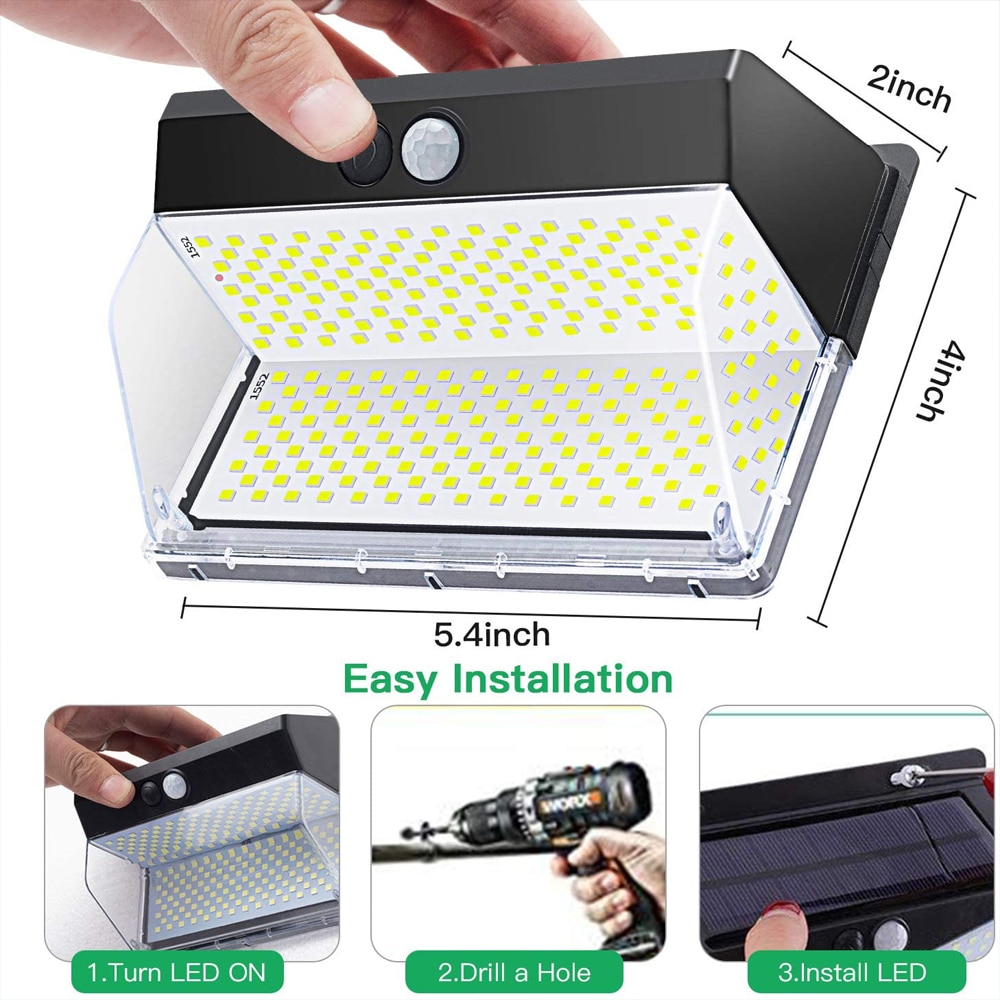 262 LED Solar Wall Light Solar Motion Sensor Lamp Outdoor Garden Light Waterproof IP65 Security Light for Yard Porch Garage Path