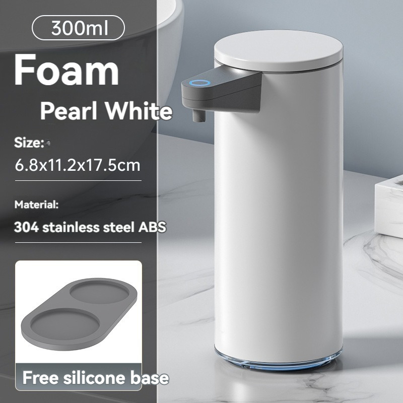Intelligenter Seifenspender aus Edelstahl mit automatischer Erkennung zum Waschen von Mobiltelefonen, kontaktlos für die Wandmontage in der Küche zu Hause: Elfenbein