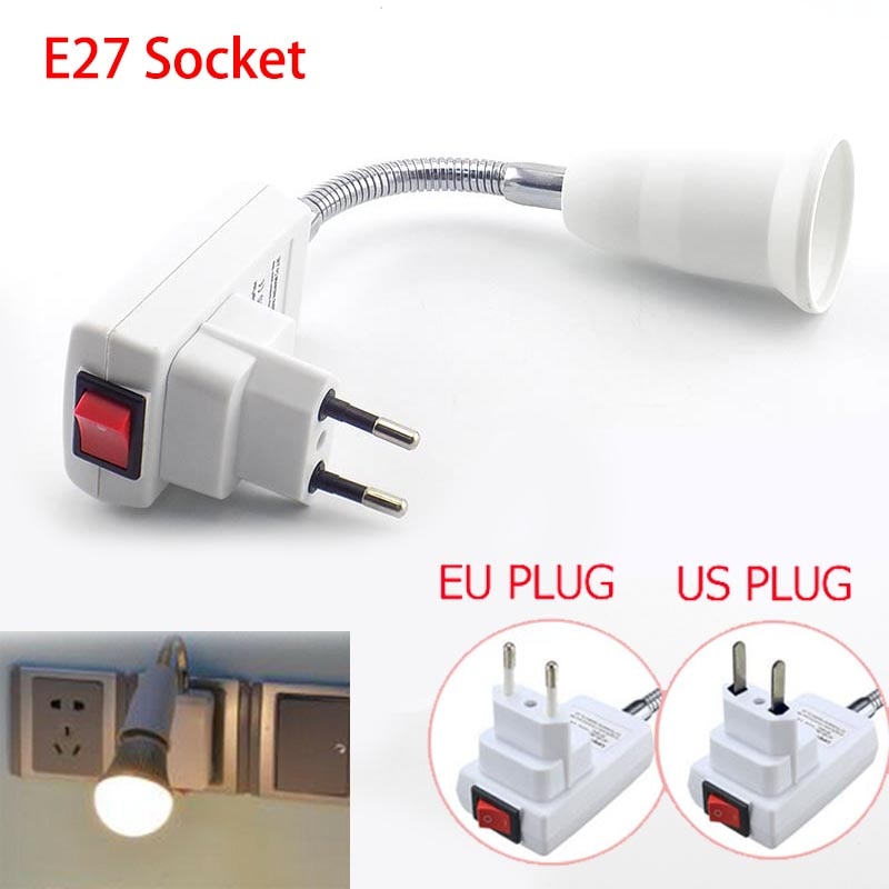 E27 led Lamp Bases AC 110 V 220 V muur houder Socket Adapter Plug Licht Aan/Uit Schakelaar Flexibele thuiszorg kamer Converter EU/ONS 20 CM