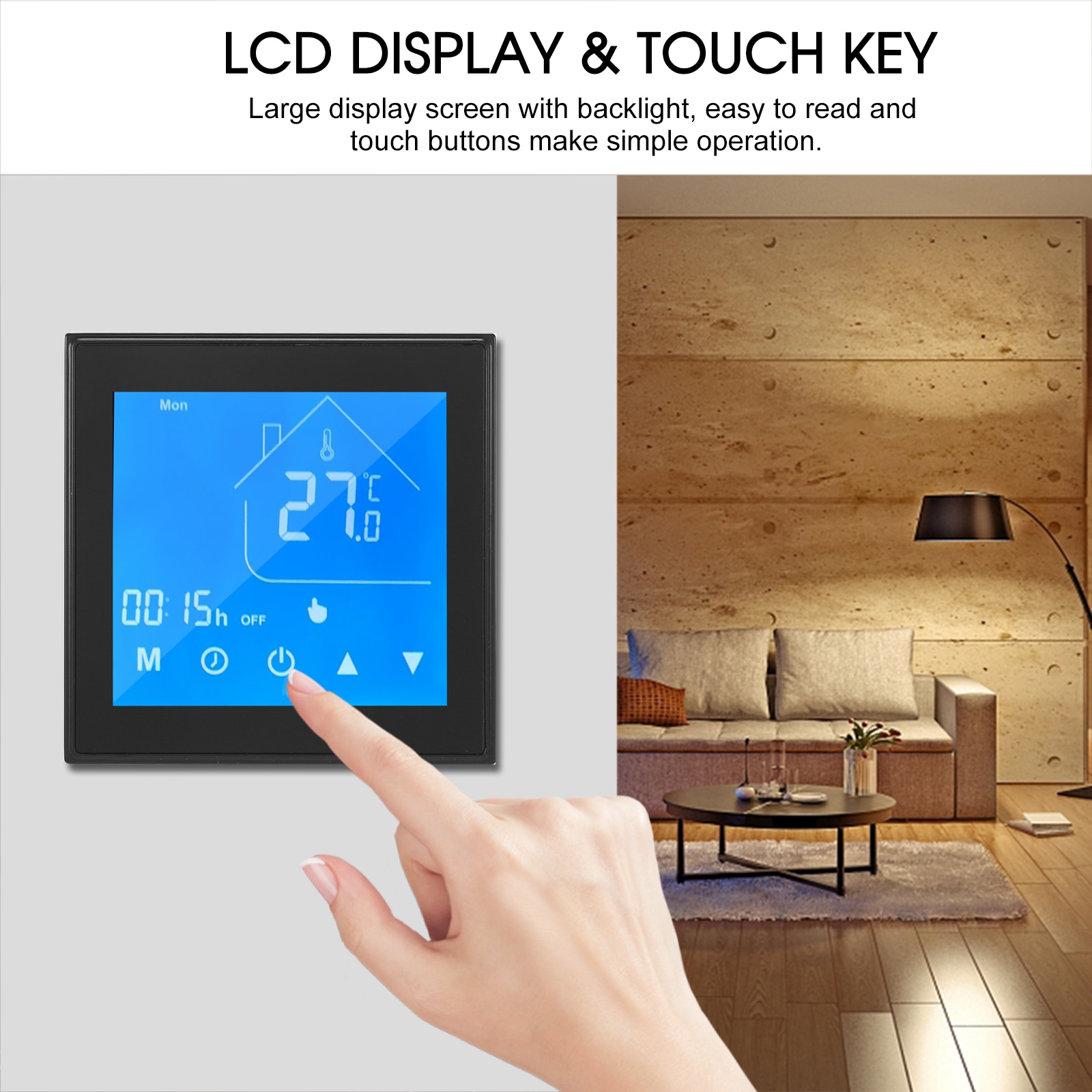 WiFi Smart Thermostat Temperature Controller LCD Display Week Programmable for Water Heating Ewelink Compatible with Alexa