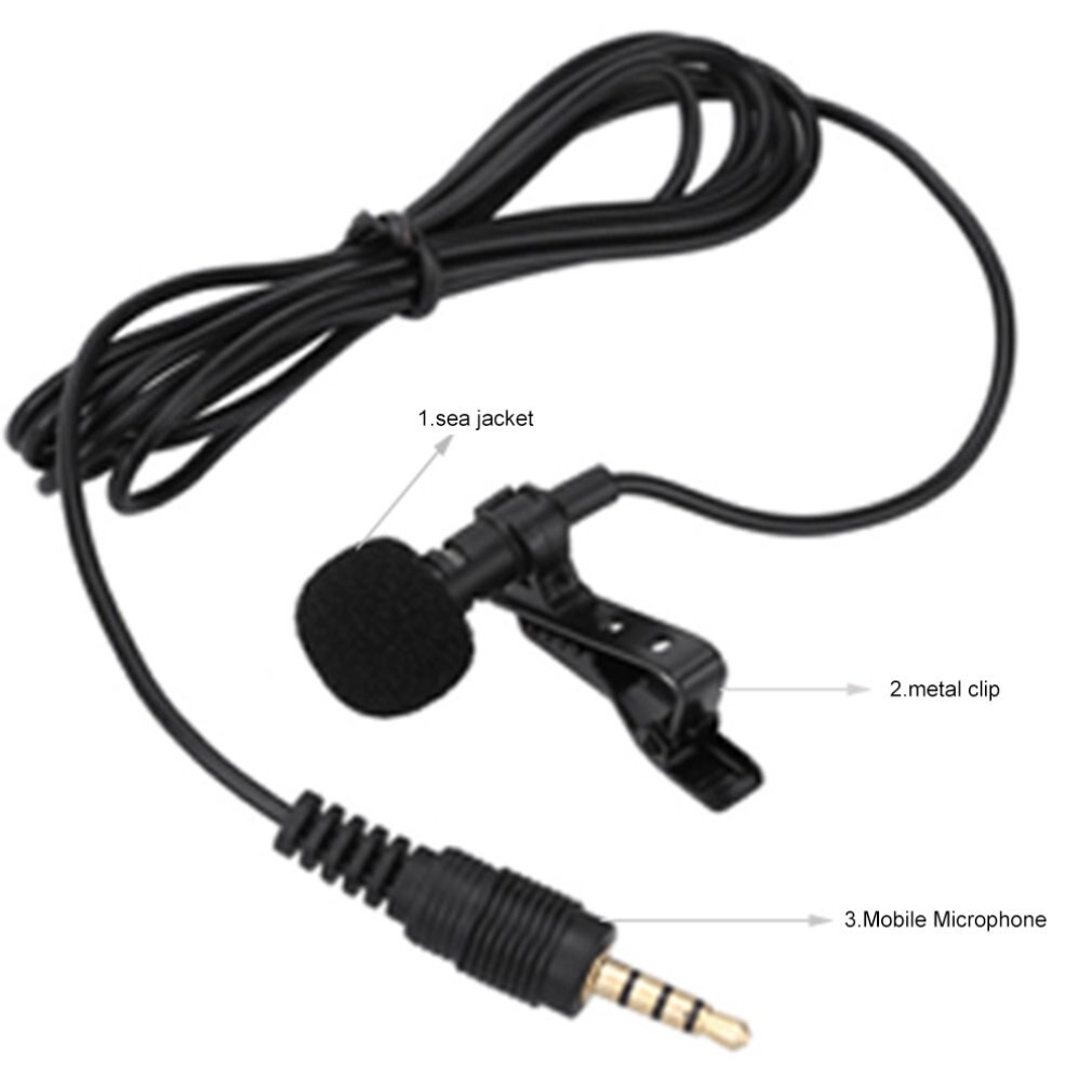 1/2Pcs/set Microphone Clip-on Collar Tie Mobile Phone Lavalier Microphone Mic for ios Android Cell Phone Laptop Tablet Recording