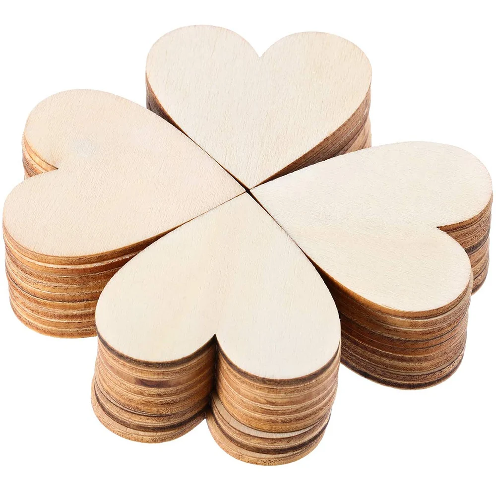 3-100 Uds. De corazones de madera sin terminar, rodajas de madera en blanco de 1cm-10cm, manualidades DIY, discos circulares de madera para pintura navideña, decoración de boda