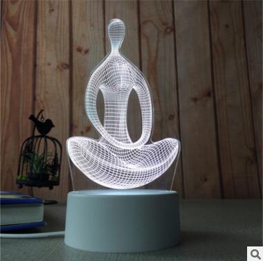 3d led -pöytävaloa meduusa pöllö yövalo abs+hartsi monivalaisin lasten makuuhuoneeseen: Jooga