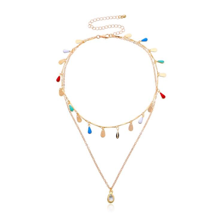 Bohemian Drip-Geglazuurd Liefde Cross Ketting Voor Vrouwen Multi-Layer Kleurrijke Kwasten Crystal Hanger Choker Ketting Mode-sieraden: NY-177-2